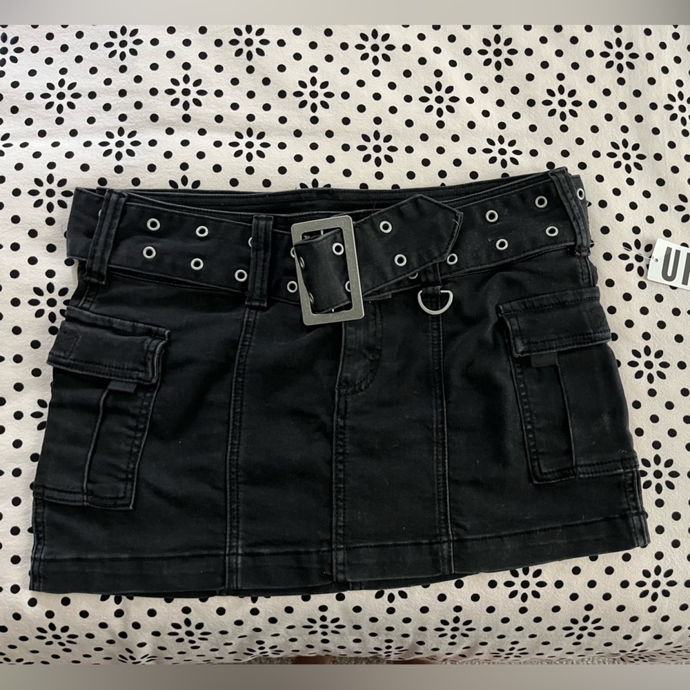 Joan Belted Micro Mini Skirt in Charcoal